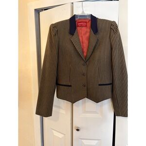 Vintage Sasson Wool Stripe Blazer 12/13 Made in Taiwan Paris New York